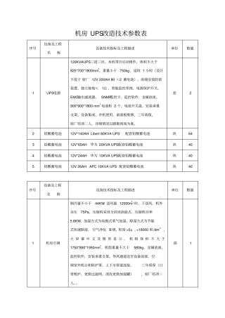 机房UPS改造技术参数表分析