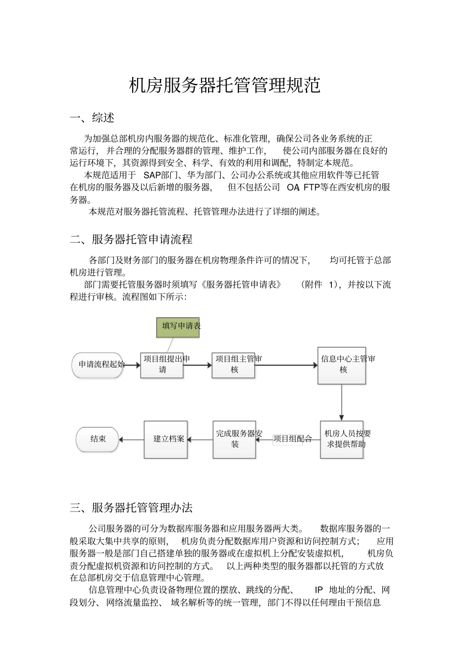 机房服务器托管管理规范_第1页
