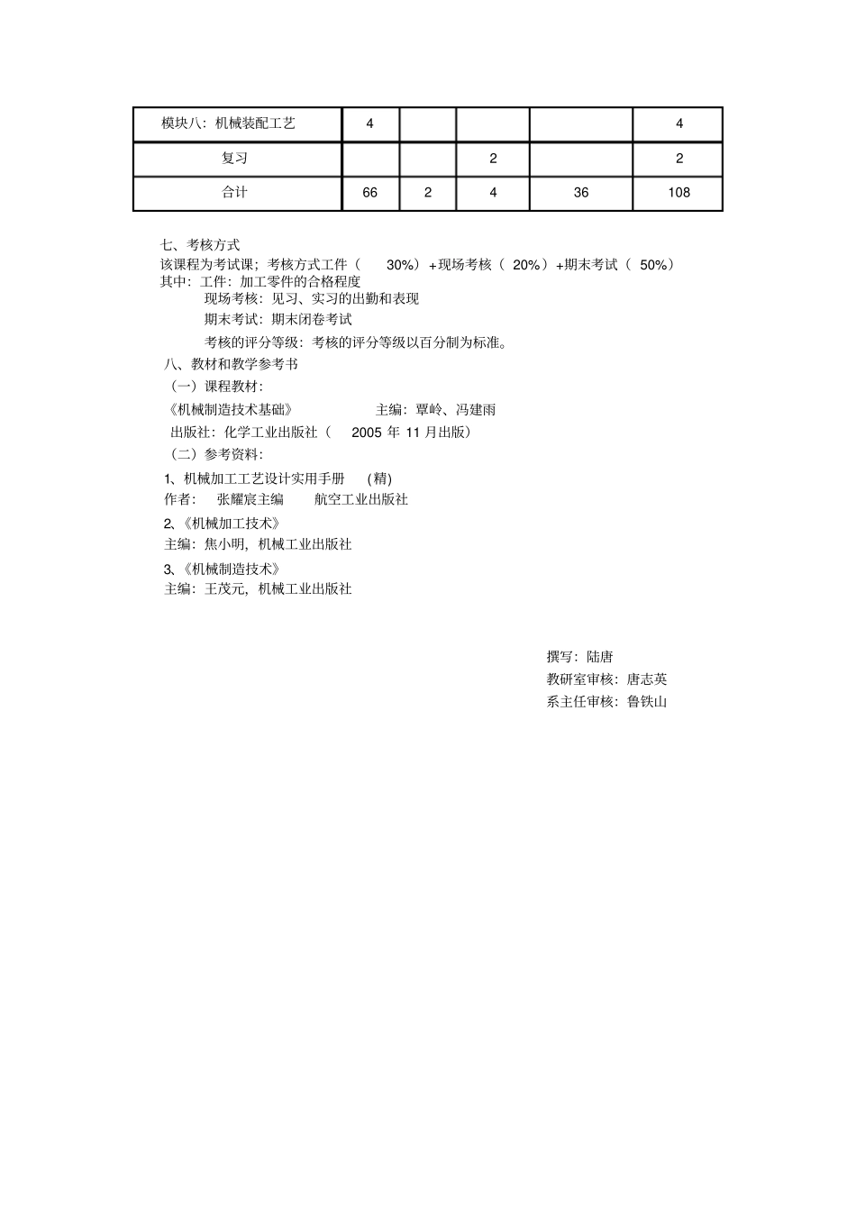 机械制造技术基础教学大纲_第3页