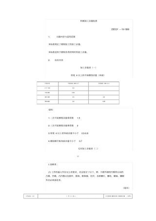 机械加工余量标准