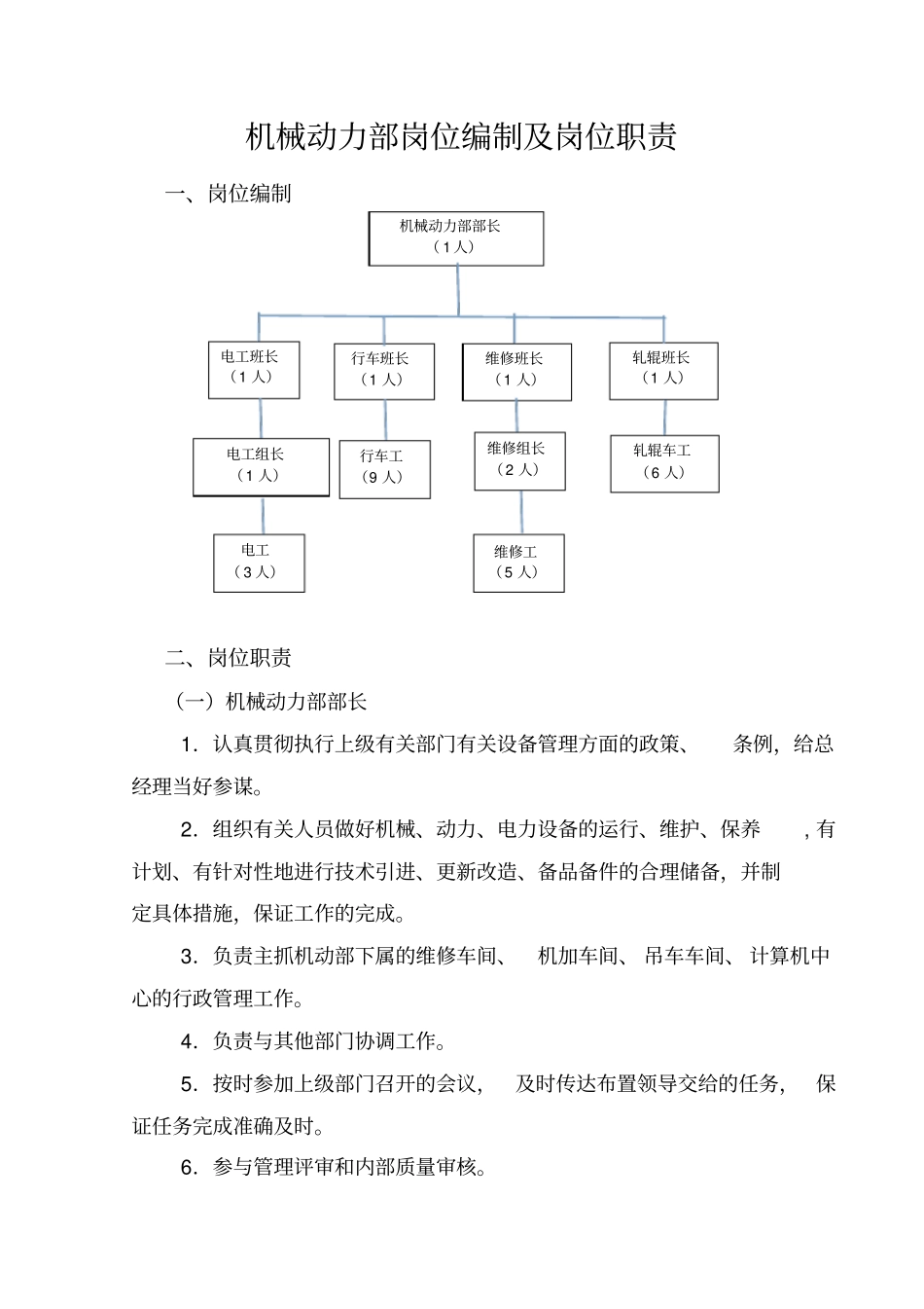 机械动力部岗位职责_第1页