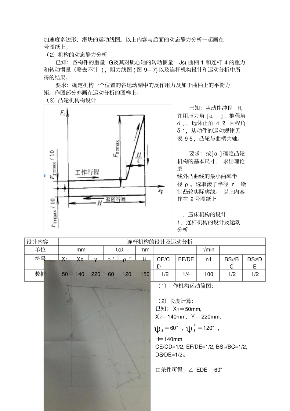 机械原理课程设计——压床_第3页