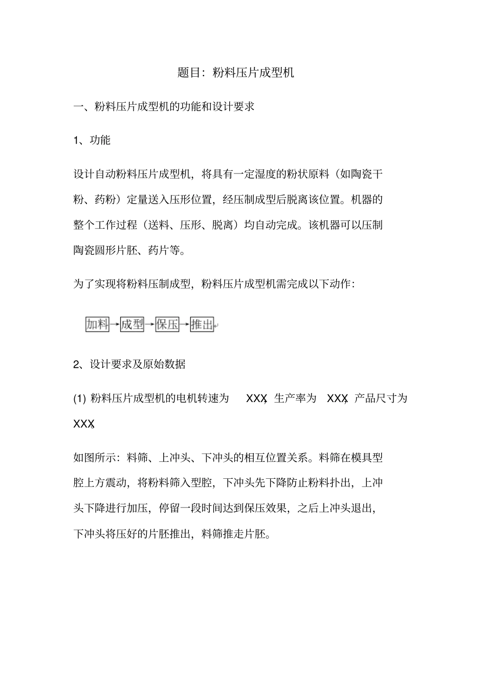 机械原理课设压片成型机_第1页