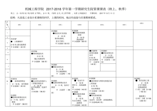 机械工程学院2017-2018学年第一学期研究生院管课课表秋