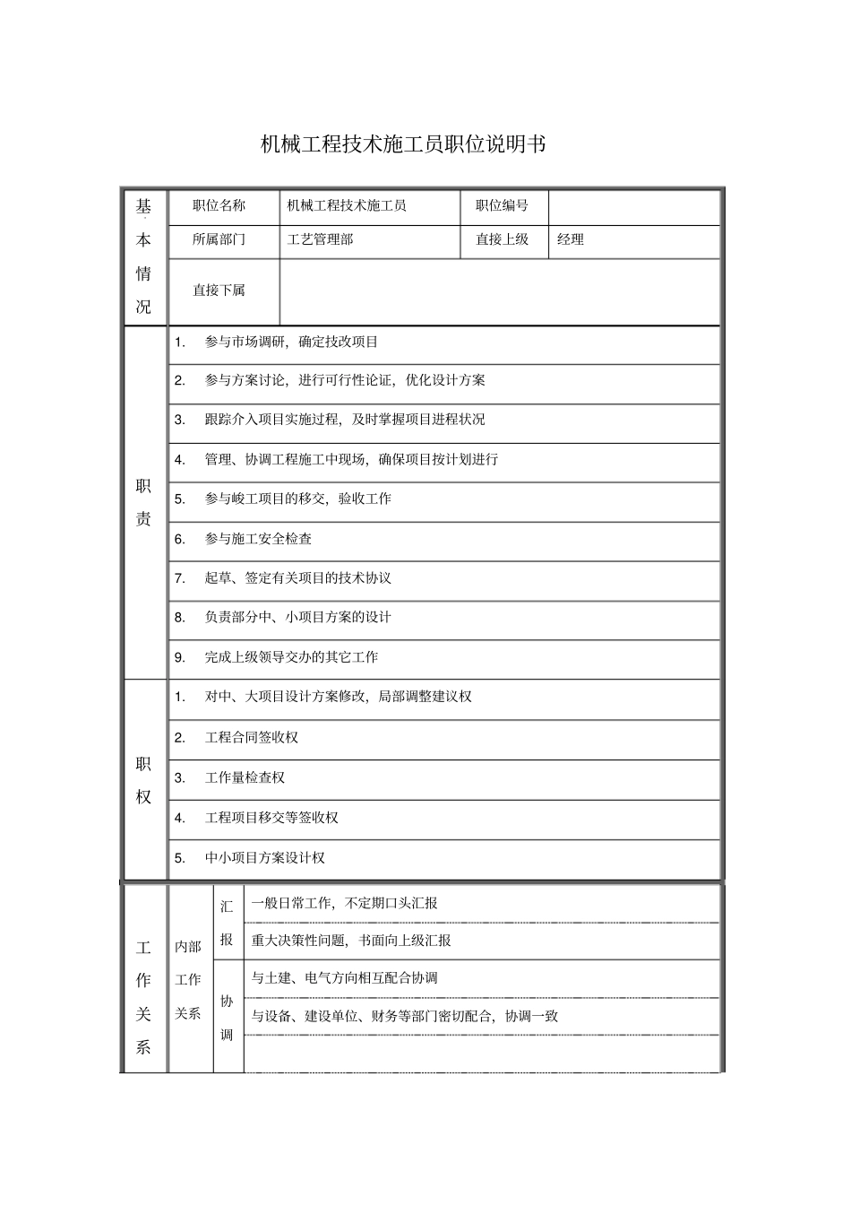 机械工程技术施工员职位说明书_第1页