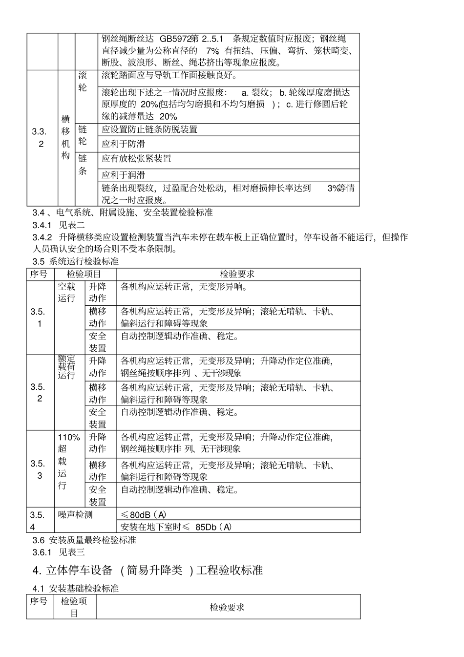 机械立体停车设备安装工程现场施工质量验收标准_第3页
