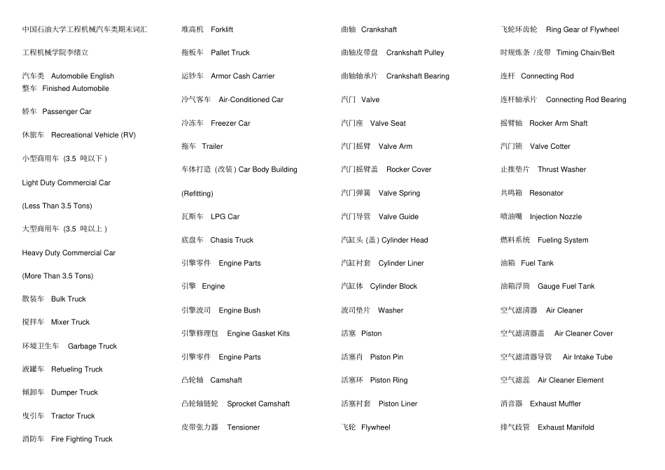 机械英语考试专用汇总_第1页