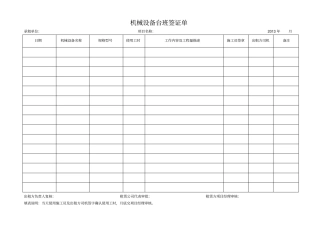 机械设备台班签证单
