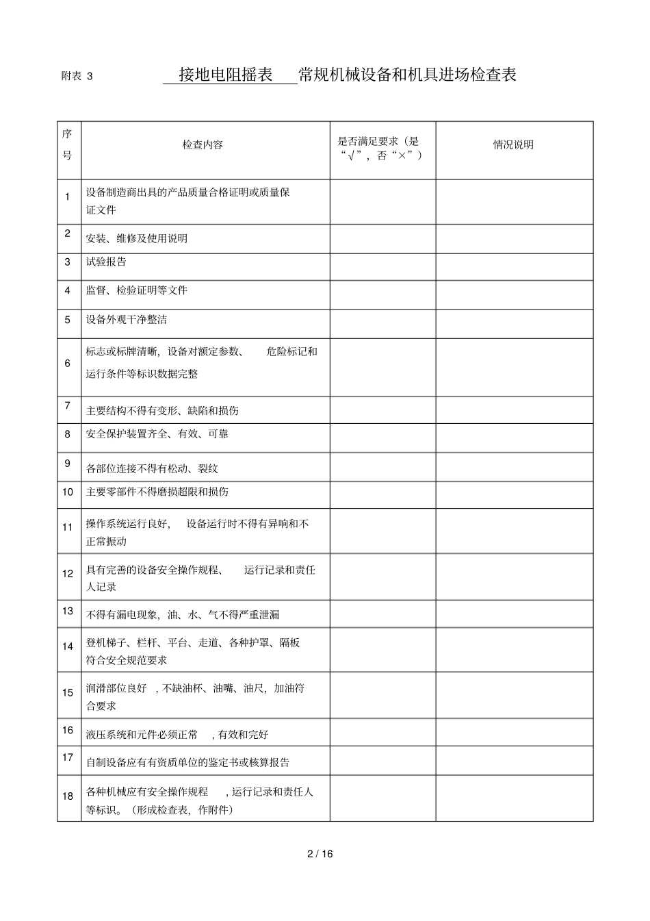 机械设备和机具进场检查表_第2页
