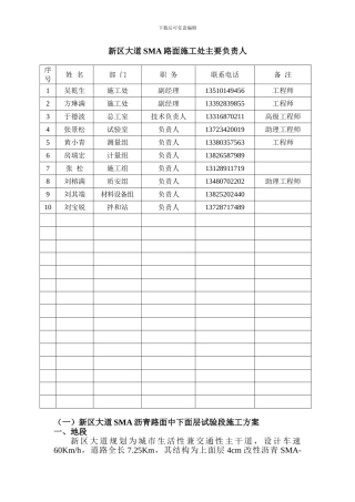 新区大道SMA沥青路面中下面层试验段施工方案