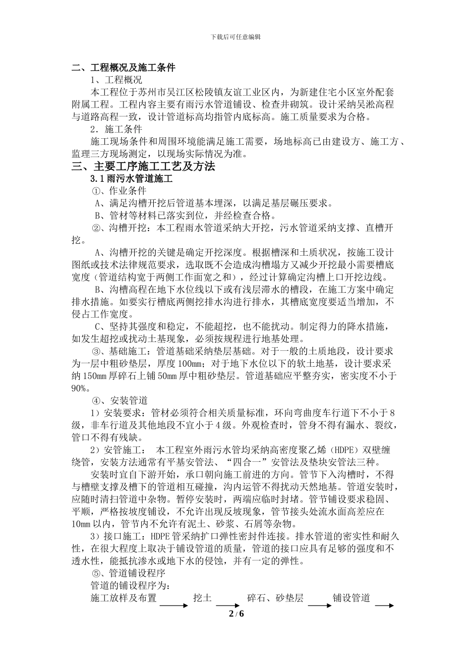 新建住宅小区市政配套工程室外雨污水工程施工方案_第2页