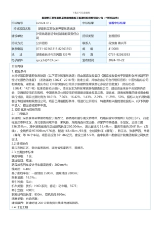 新建黔江至张家界至常德铁路施工监理招标资格预审公告