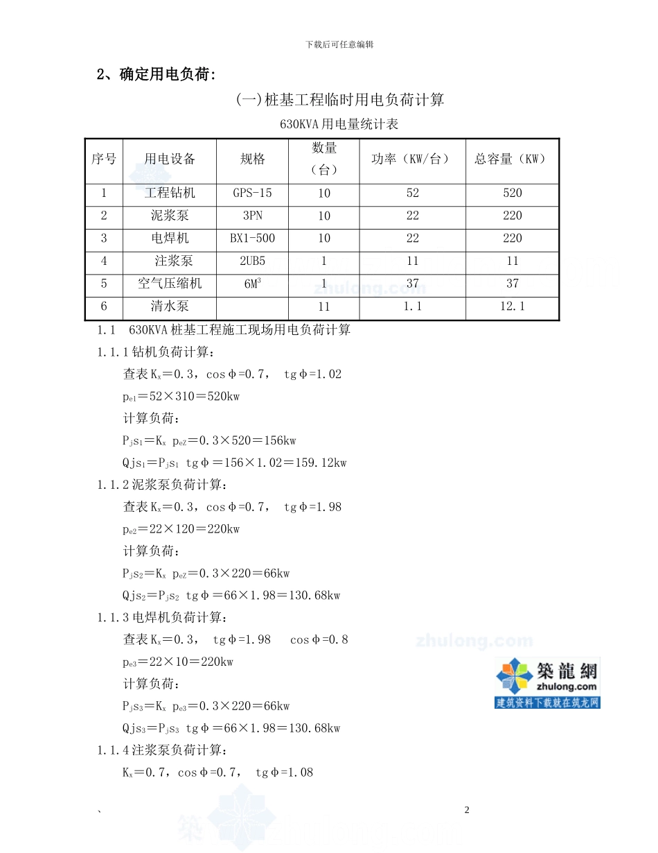 施工临时用电专项方案-secret_第2页
