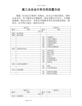 施工企业会计科目的设置办法