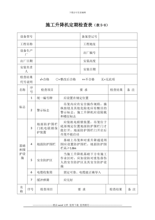 施工升降机定期检查表