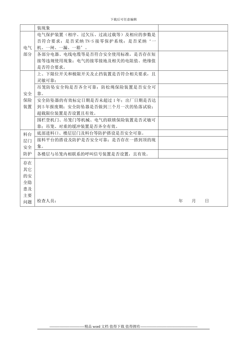 施工升降机月度检查表_第2页