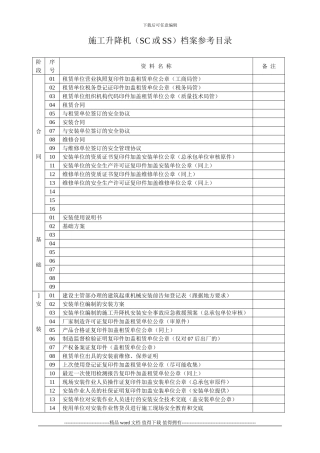 施工升降机档案目录
