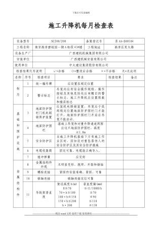 施工升降机每月检查表()