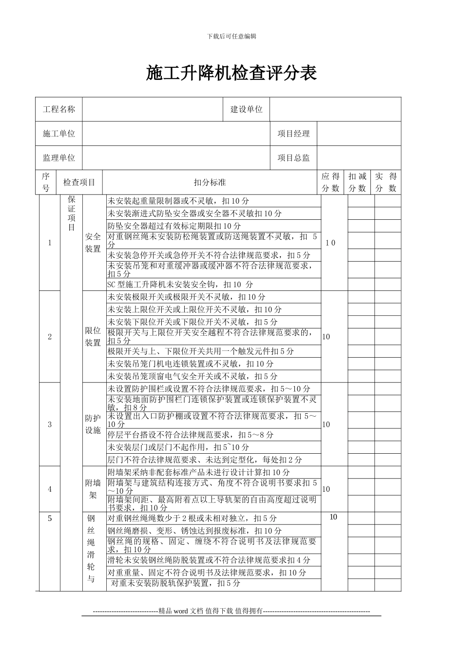 施工升降机检查评分_第1页