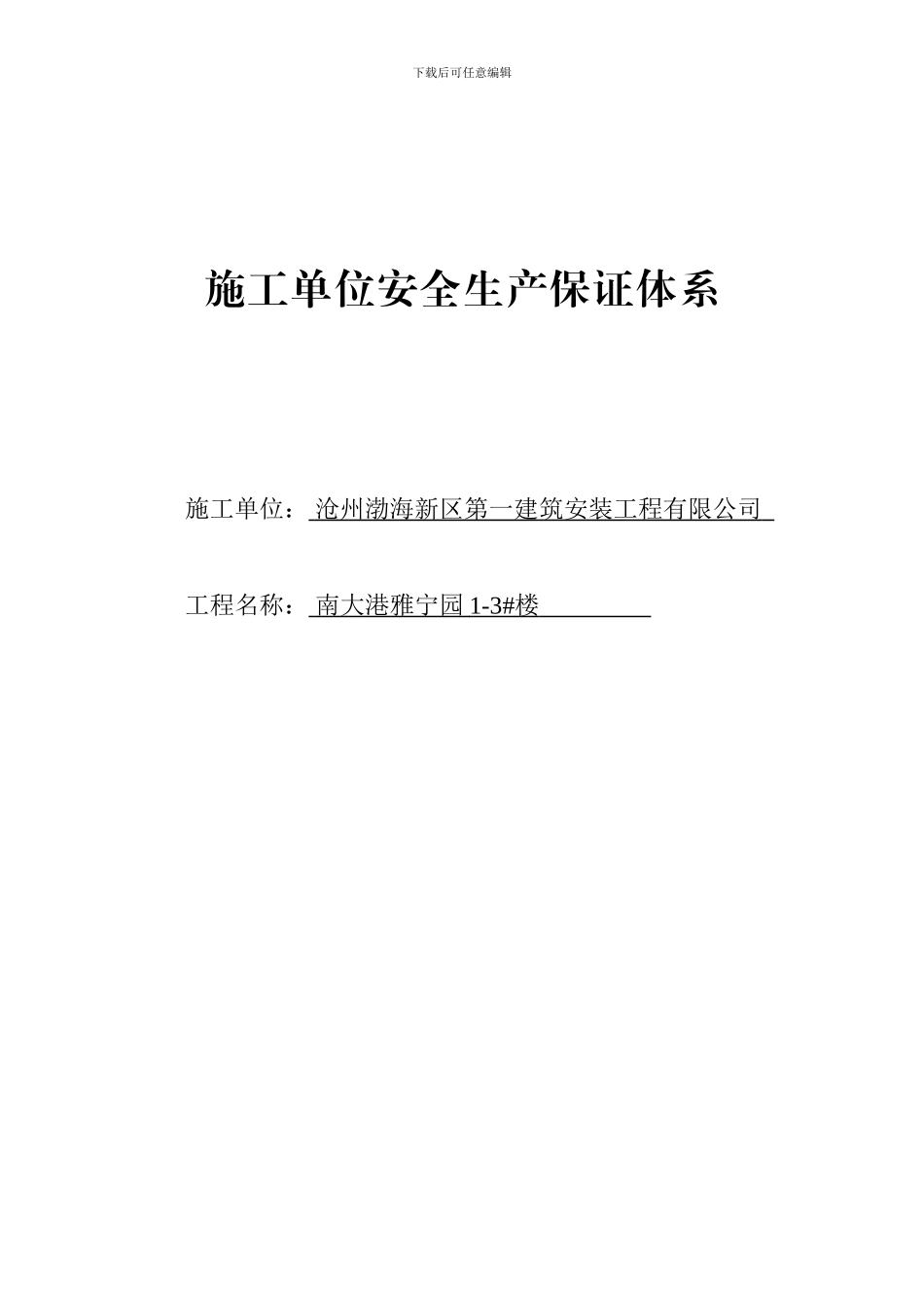施工单位安全生产保证体系_第1页