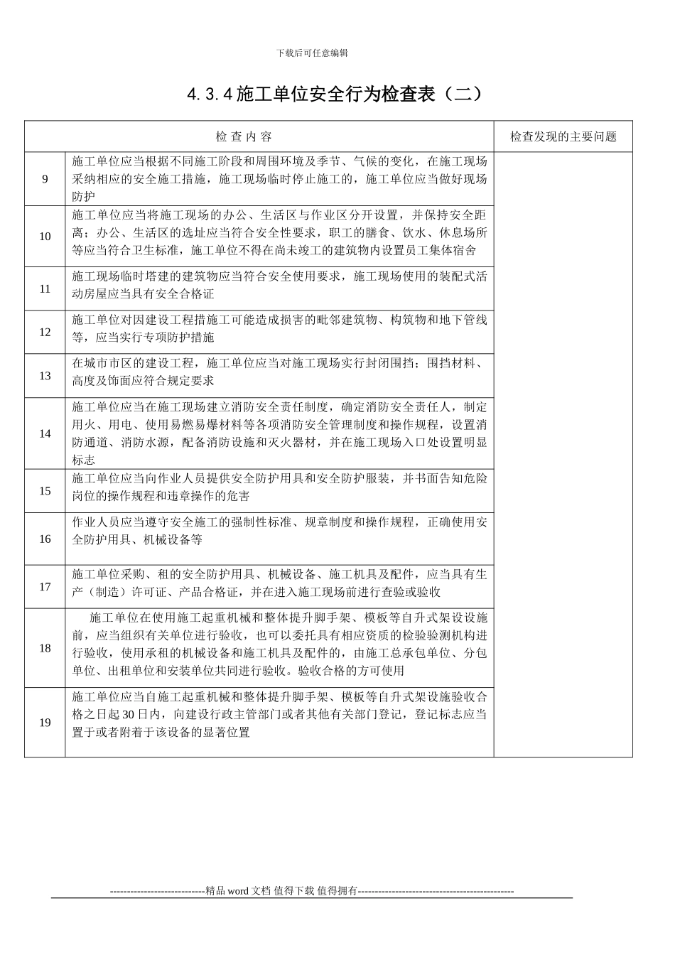 施工单位安全行为检查表_第2页