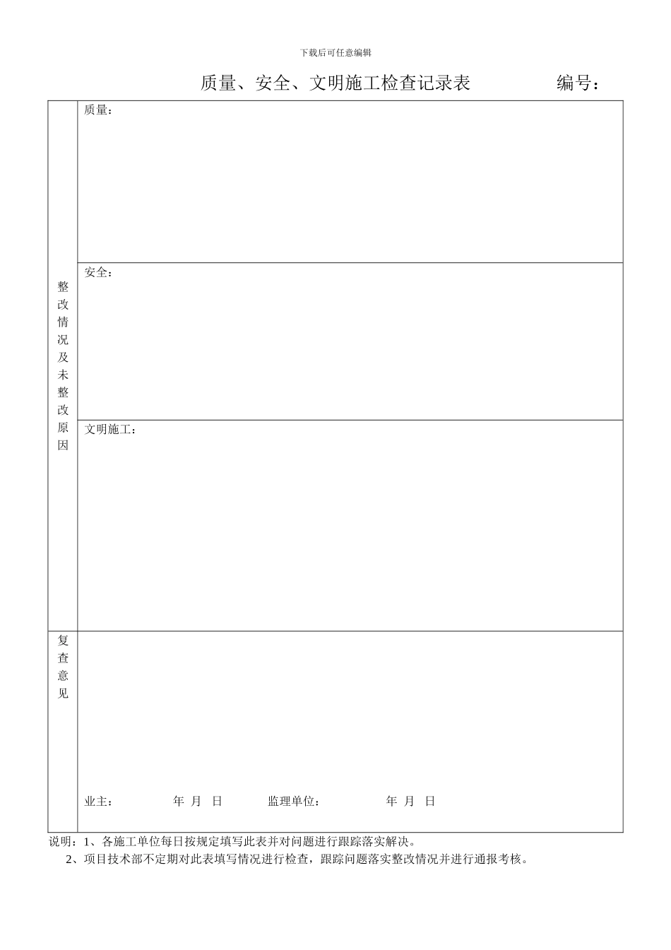 施工单位安全质量文明施工检查记录表_第2页