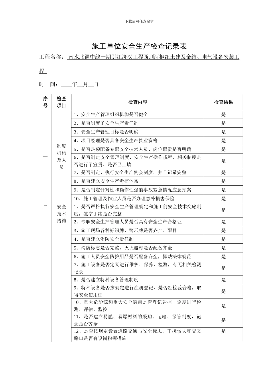 施工单位安全生产检查记录表2024.6.8_第1页