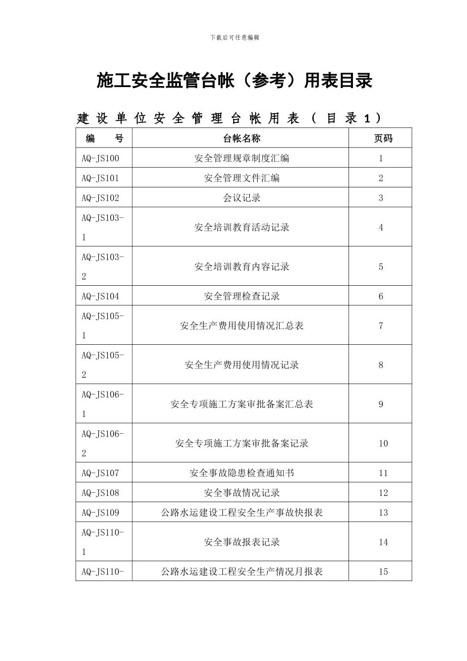 施工安全监管台帐_第1页