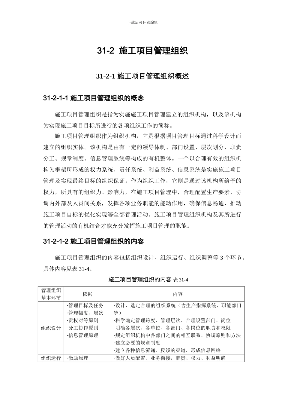 施工手册第三十一章施工项目管理31-2-施工项目管理组织_第1页