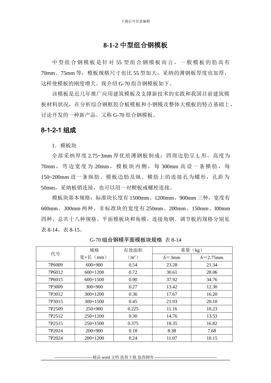 施工手册第八章模板工程8-1-2-中型组合钢模板_第1页