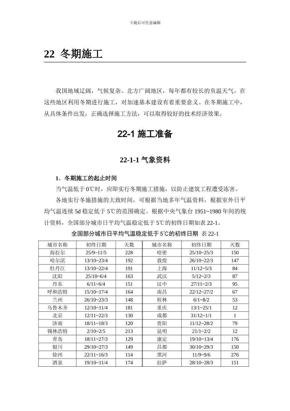 施工手册第二十二章冬期施工22-1-施工准备_第1页