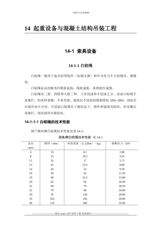 施工手册第十四章起重设备与混凝土结构吊装工程14-1-索具设备