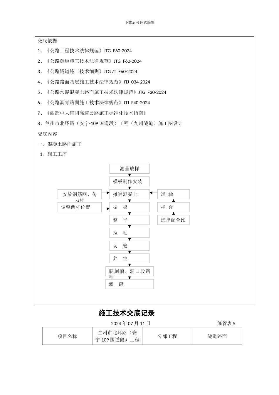 施工技术交底记录11-隧道路面_第2页