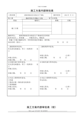 施工方案内部审批表