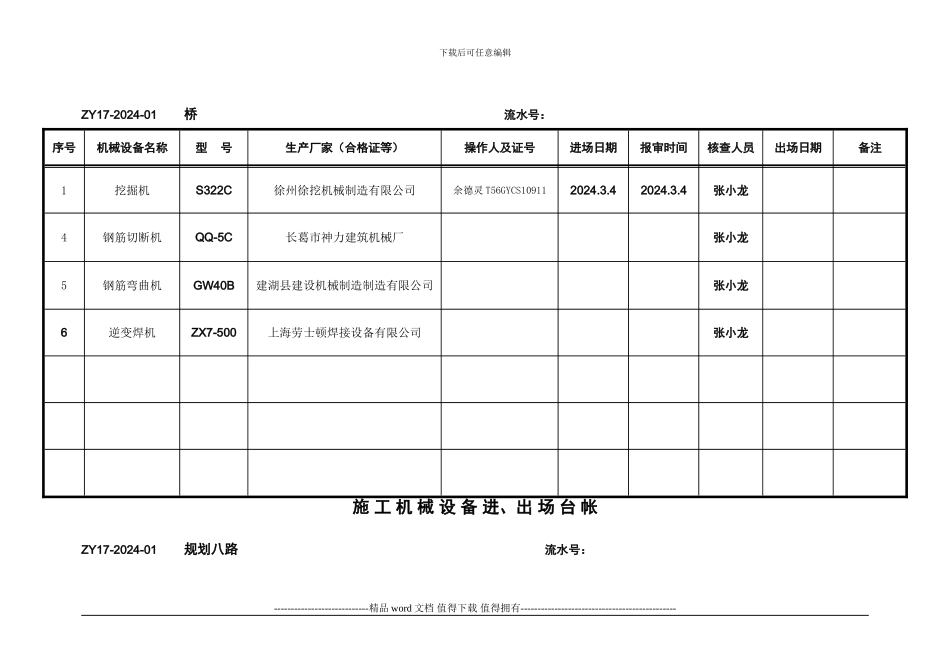 施工机械设备进、出场台账-2024_第2页