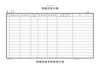 施工机械设备相关表格
