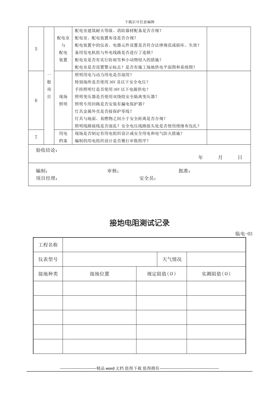施工现场临时用电检查记录表格_第3页