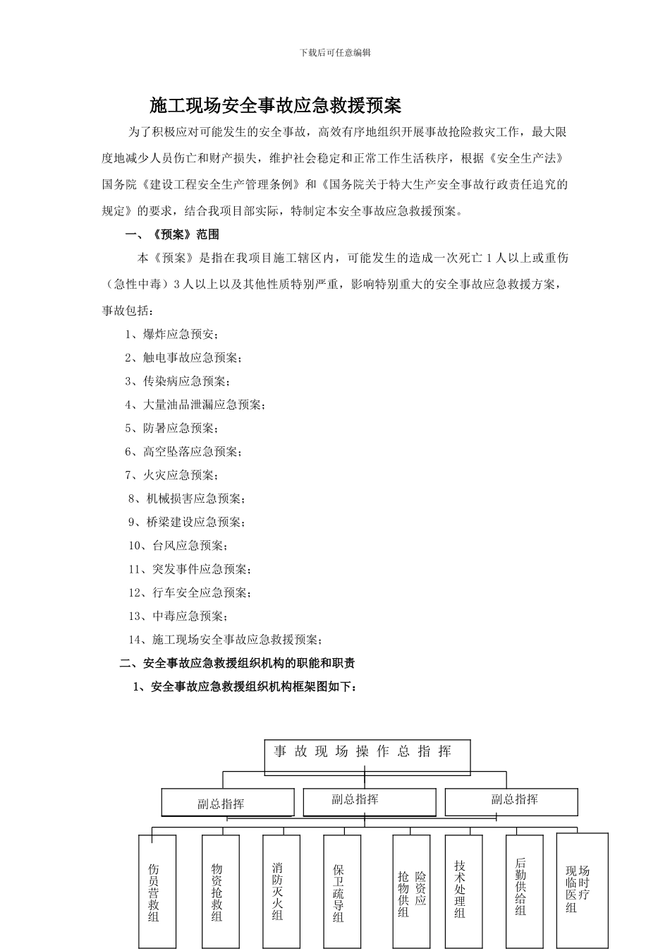 施工现场安全事故应急救援预案1_第1页