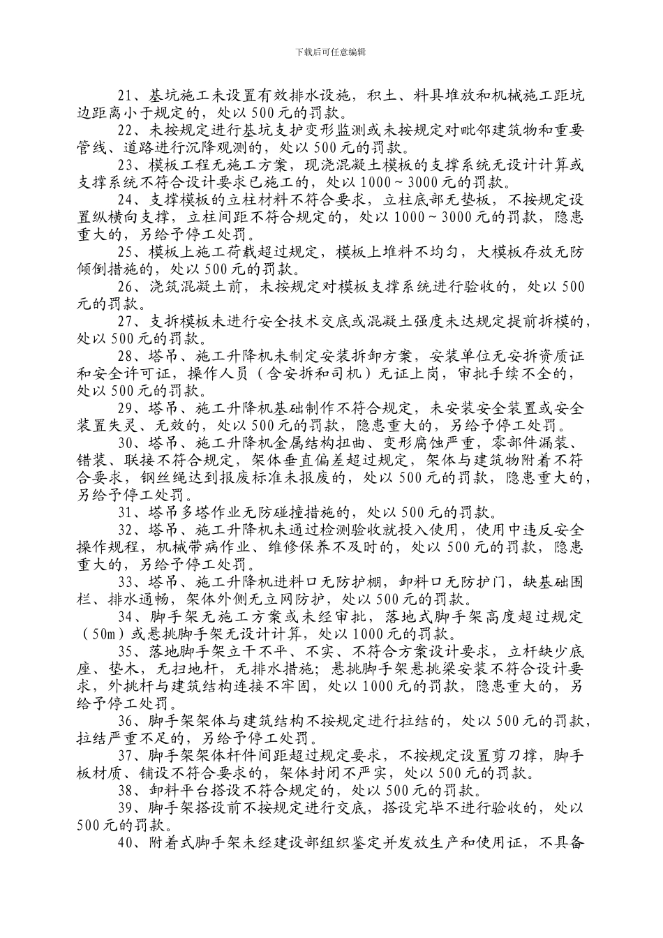 施工现场安全文明奖罚制度或奖罚制度_第2页