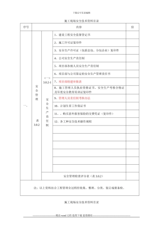 施工现场安全技术资料目录(1)