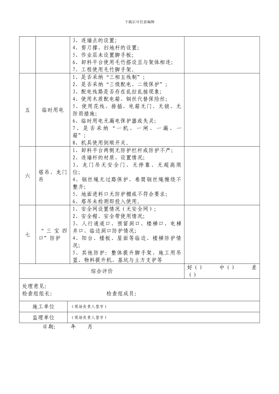 施工现场安全检查表_第2页