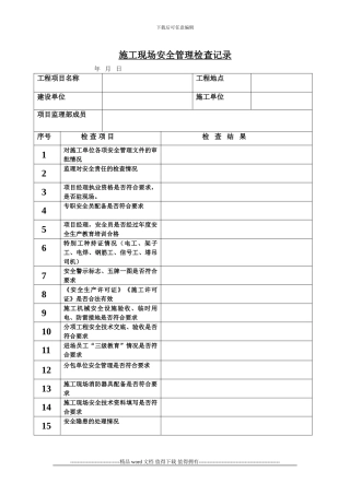 施工现场安全管理检查记录表
