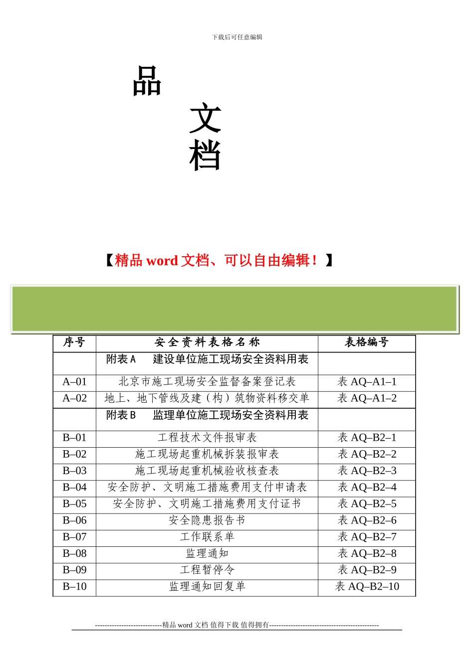 施工现场安全资料用表目录_第2页