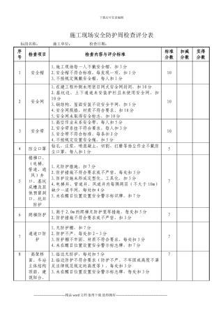 施工现场安全防护周检查评分表