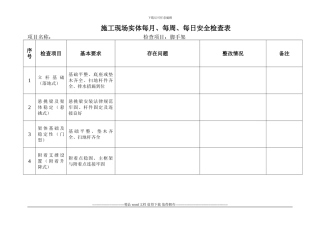 施工现场实体每日安全检查表
