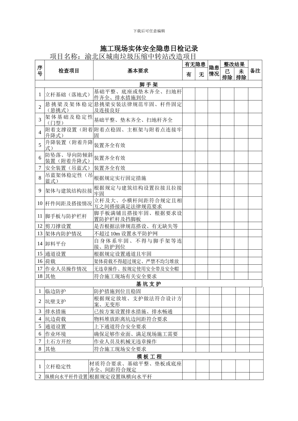 施工现场实体每日检查表_第3页