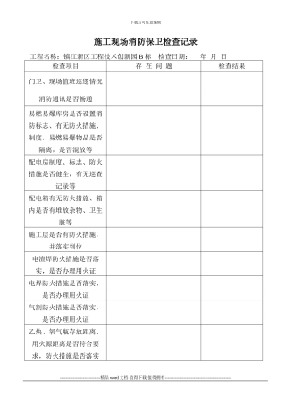 施工现场消防保卫检查记录