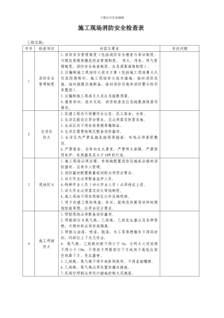施工现场消防安全检查表