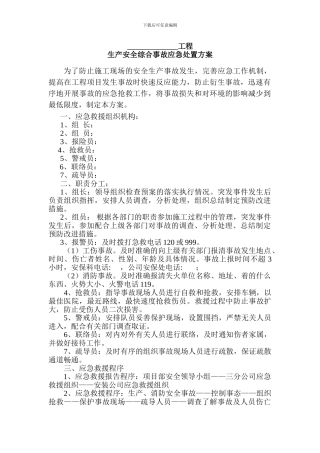 施工现场生产安全事故处置方案