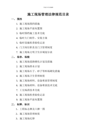 施工现场管理规范目录